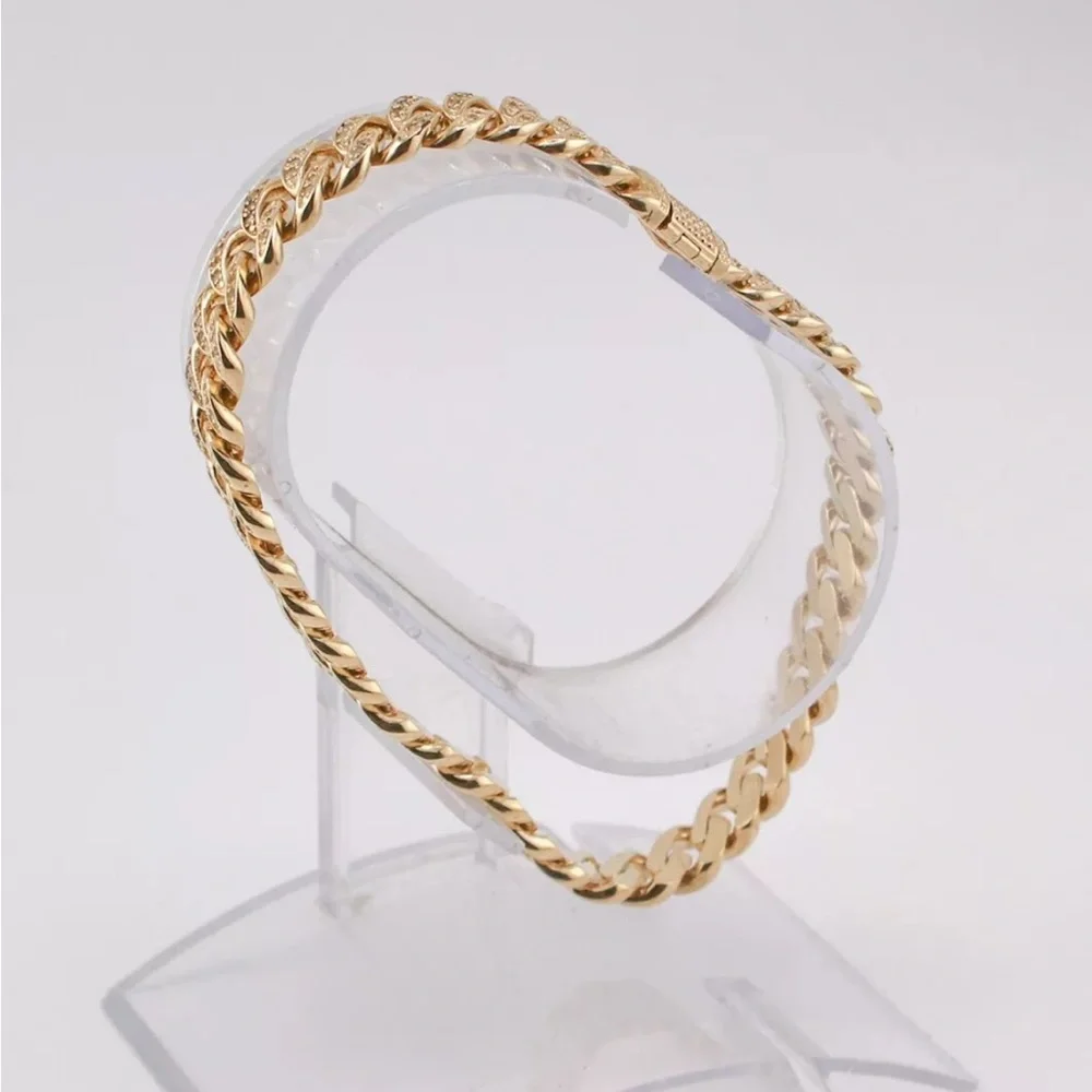 10K solid yellow gold and Diamond Miami Cuban Link Bracelet